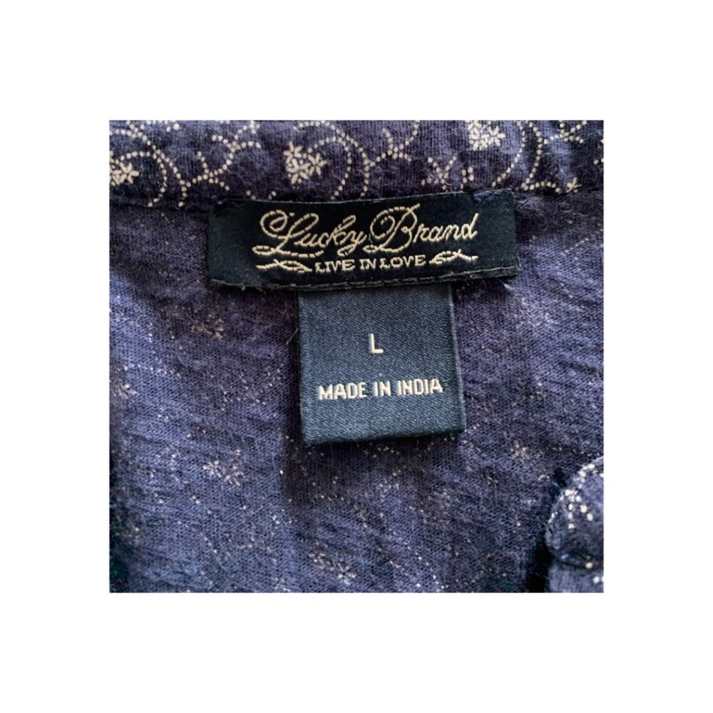 LUCKY BRAND Womens' Purple Embroidered Split Neck 3/4 Sleeve Peasant Top L - Picture 7 of 7